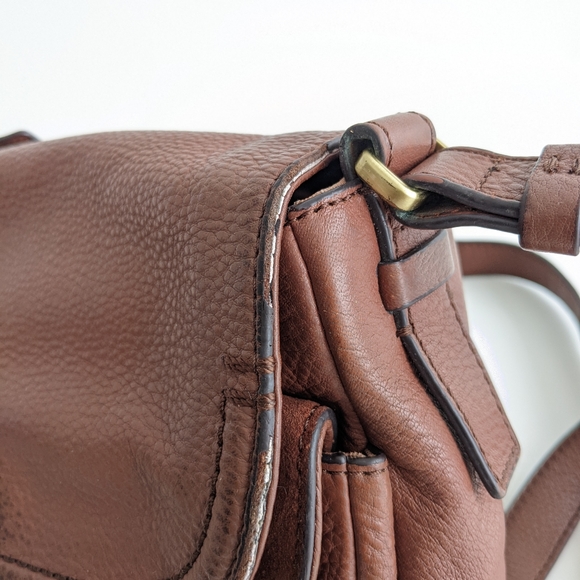 Cognac Fossil Peyton Small Crossbody Purse Leather and Suede - Picture 5 of 16